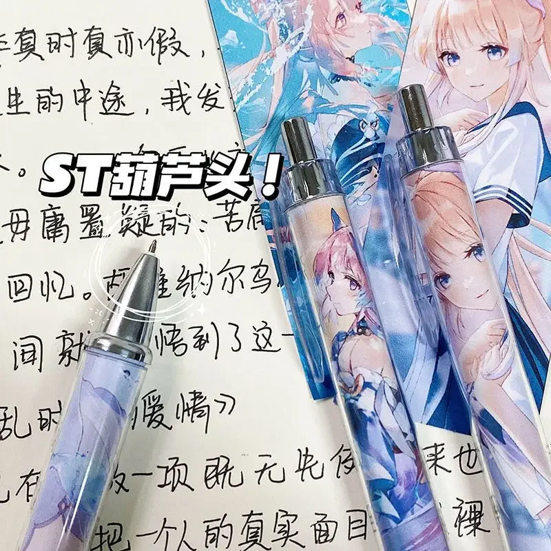 원신 임팩트 라이덴 쇼군 샤오 젤 펜 세트, 학교 용품, 블랙 컬러, 0.5mm 볼펜, 학생 학교 사무실 문구