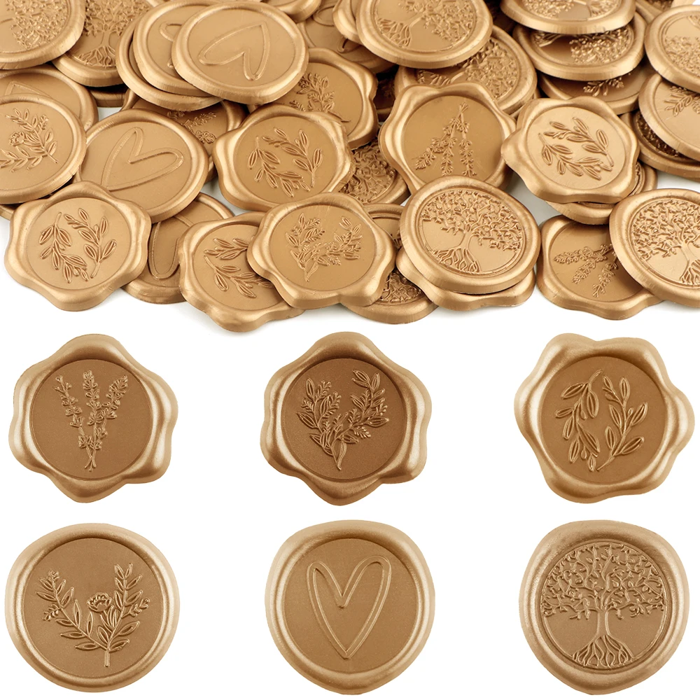SWANGSA 50Pcs Antique Gold Eucalyptus Leaf Wax Seal Stickers - Self-Adhesive For Invitations, Cards, Gift Wrapping - View #6
