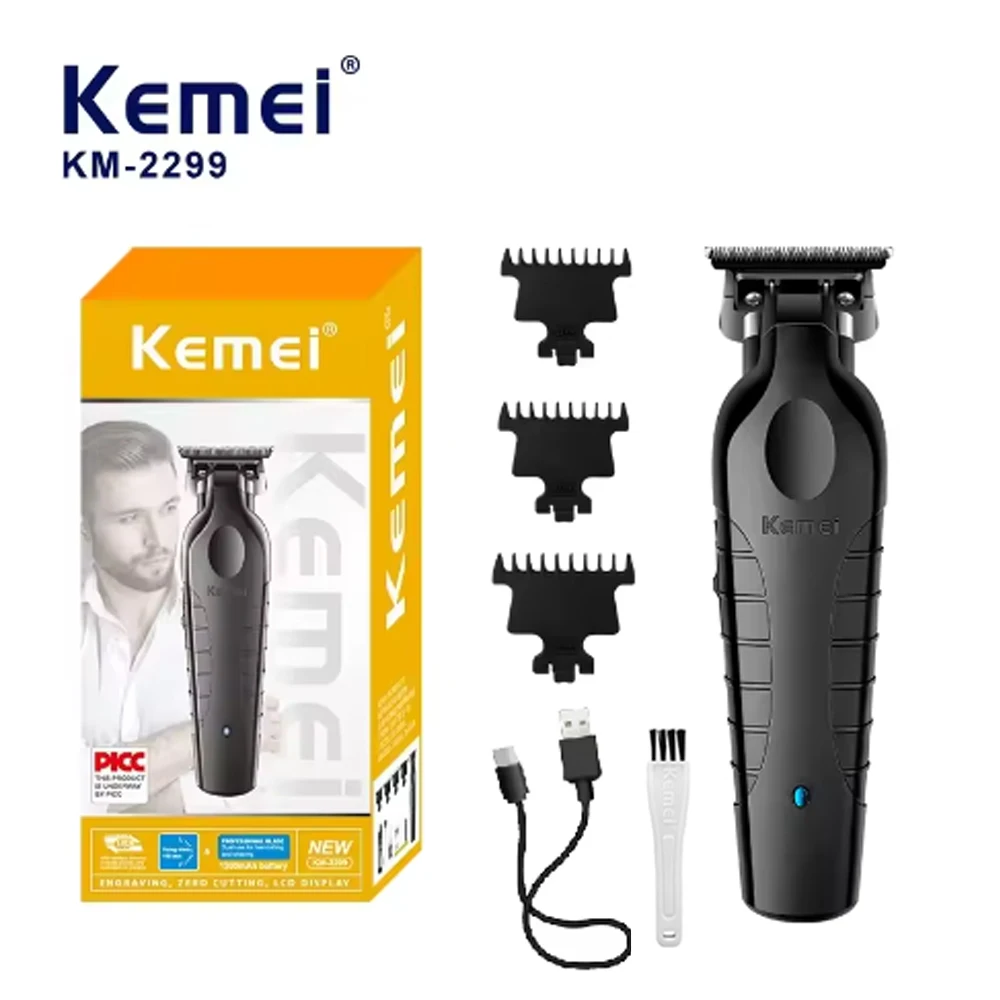 Kemei 2299 Barber Cordless Hair Trimmer 0mm Zero Gapped Carving Clipper Detailer Professional Electric Finish Cutting Machine,hair clipper,hair trimmer