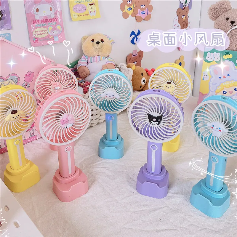 

Kawaii Sanrio Hello Kitty Kuromi My Melody Cinnamoroll Usb Summer Cute Desktop Small Fan Student Outdoor Mini Fan Toys for Girls