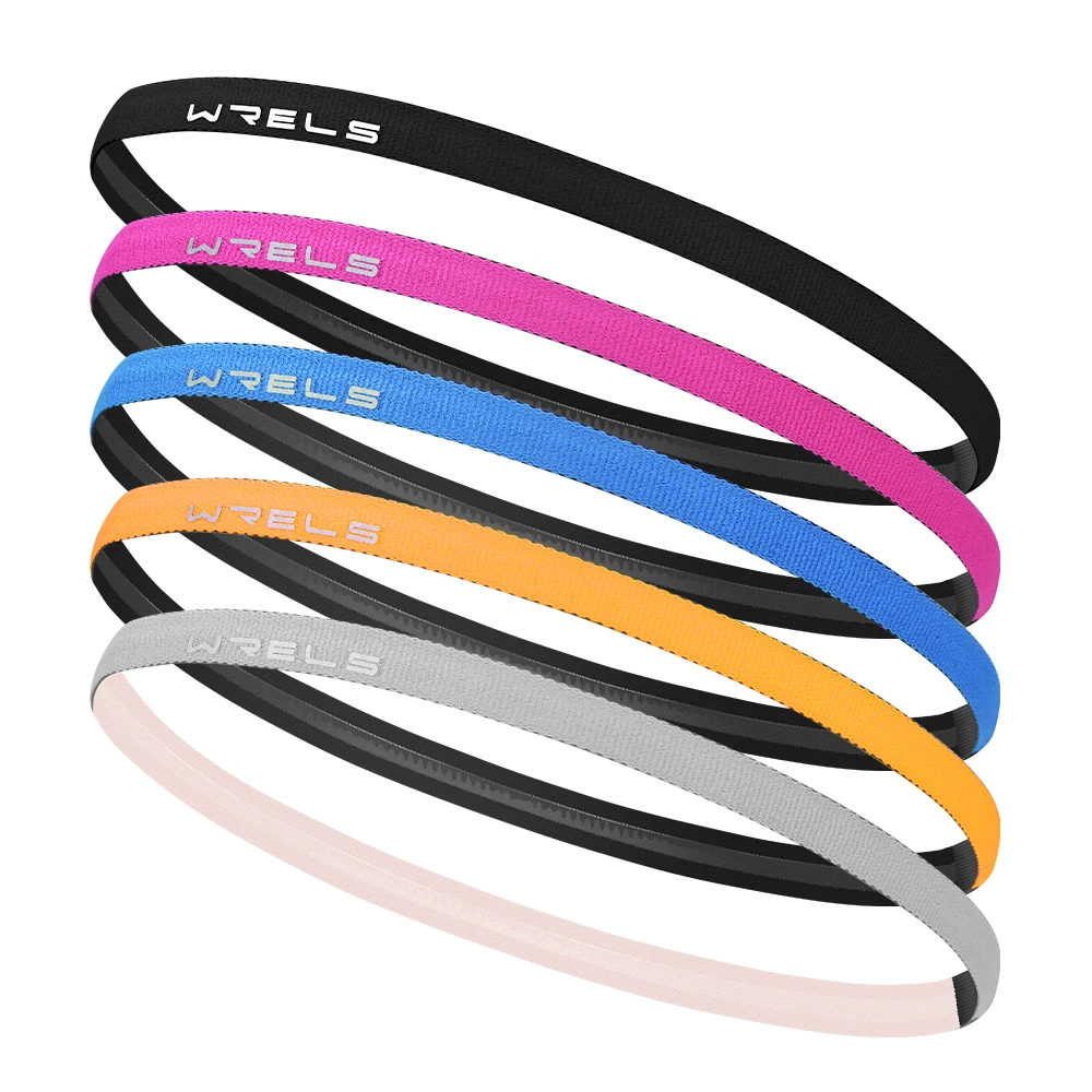 WRELS Elastic Thin Headbands Anti-Slip Sweat Absorbent Fitness Headbands Yoga Headwear for Women Sweat Hairband Sport Headbands