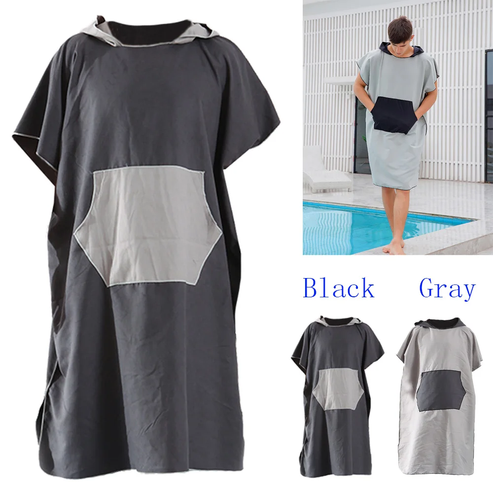 Adult Surfing Swimming Changing Robe Surf Kitesurf Kayak Diving Jetski Beach Poncho Towel Hood With a Storage Bag