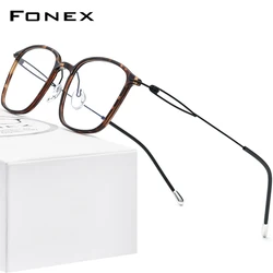 FONEX Titanium Alloy Eyeglasses Frame Men Prescription Glasses Women Square  Myopia Optical Frame Korean Screwless Eyewear F1016