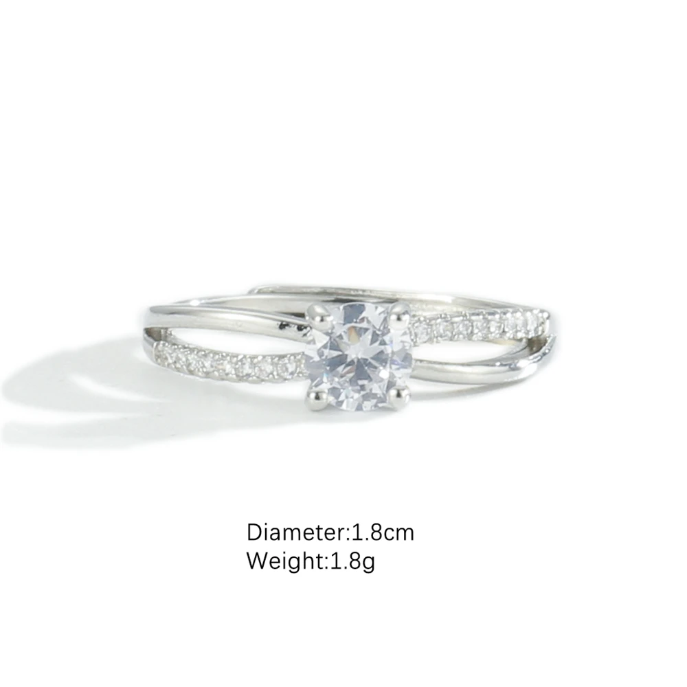 1 Pc Fashion Exquisite Cross Fresh Creative Zircon Silver Color Ring Women Party Daily Gift Adjustable Open Ring