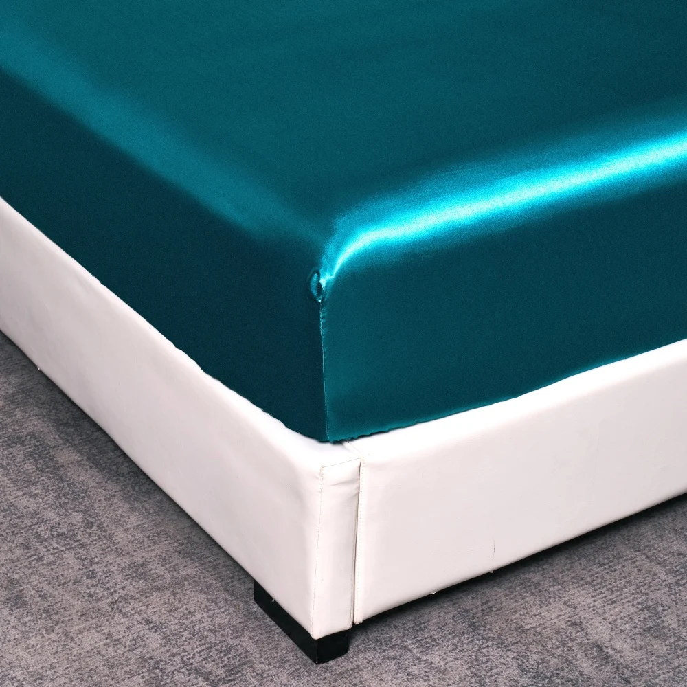 CARA CARLE Silk Satin Fitted Bed Sheet with Elastic Band Luxury Adjustable Mattress Cover for Single Couple Double Bed 5