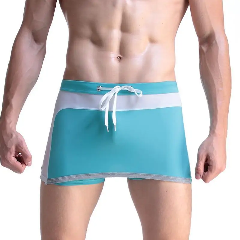 Men's Swimming Trunks Lace-up Male Boxer Casual Arrow Pants Sexy Underwear Men Flesh Ligtht Satin Slip Men Sexy Mens Lingerie