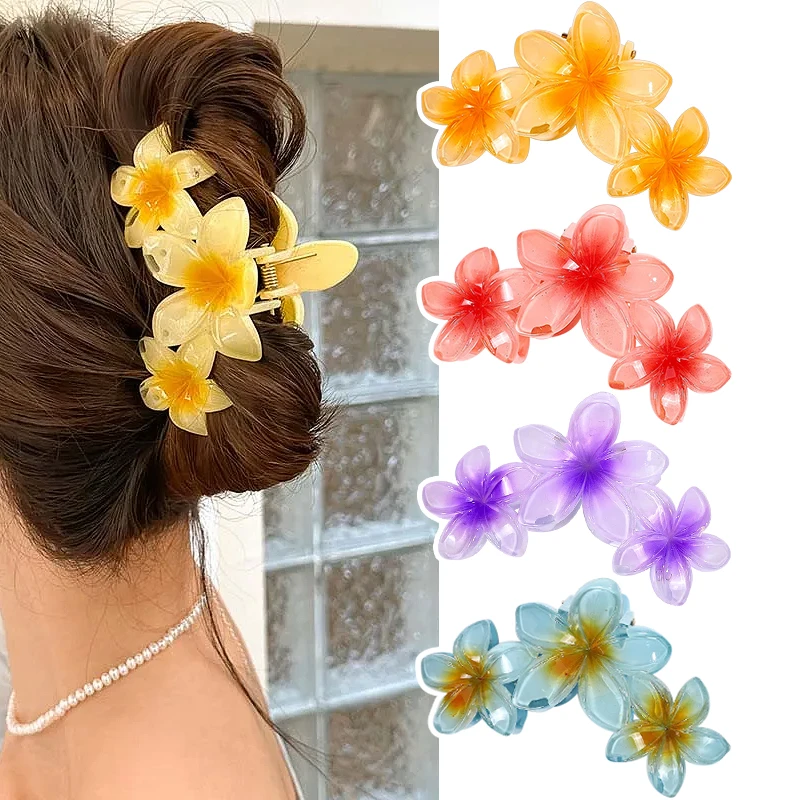 11 CM 3 Frangipani Blume Einfarbig Farbverlauf Shark Clip Haarnadel Kopfbedeckung Kopfschmuck Haar Zubehör Für Frauen Mädchen