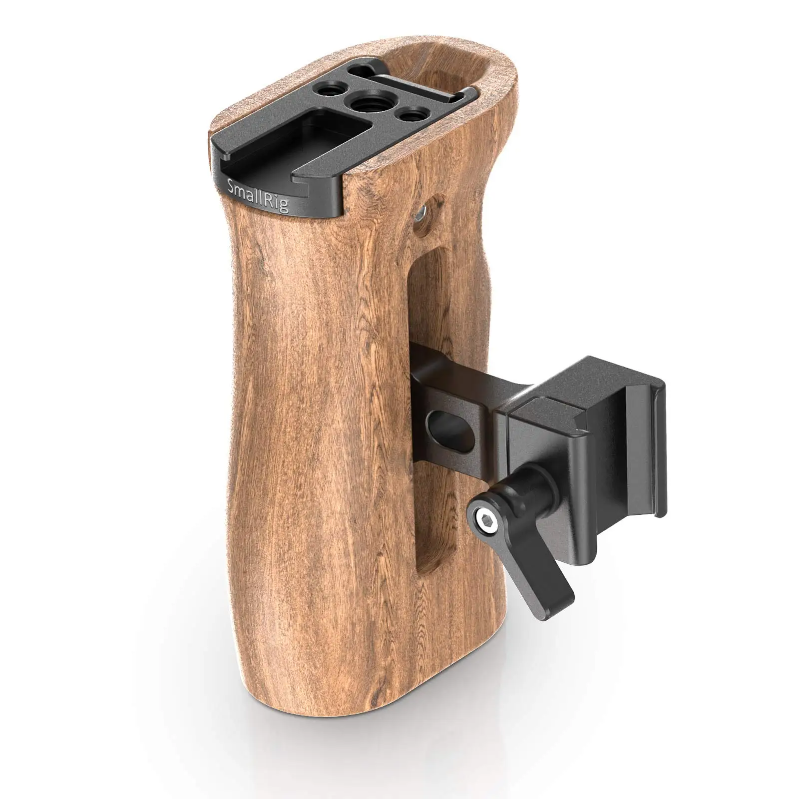 Universal Side Wooden NATO Handle Grip for DSLR Camera Cage w/Cold Shoe Mount an