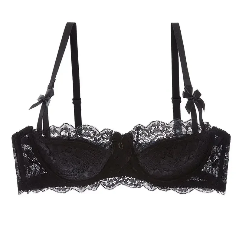 MOYISU Rabbit Ear AB Cup Pure Desire Girl Bra Set | Pull-up Bra With Bow | Breathable French Lace Bra | Anti-slip Cup Date Night_voghion.com