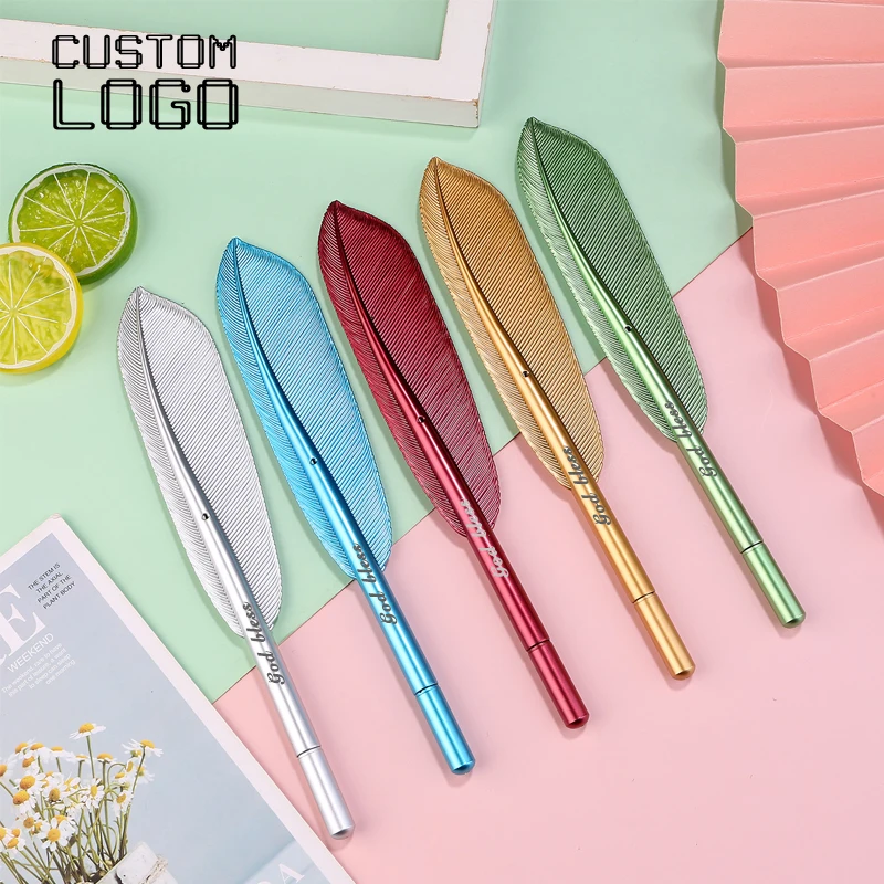 Feather Style Color Gel Pen Creative Custom LOGO Personalized Gift Students Cute Stationery Pen Kawaii School Supplies Wholesale