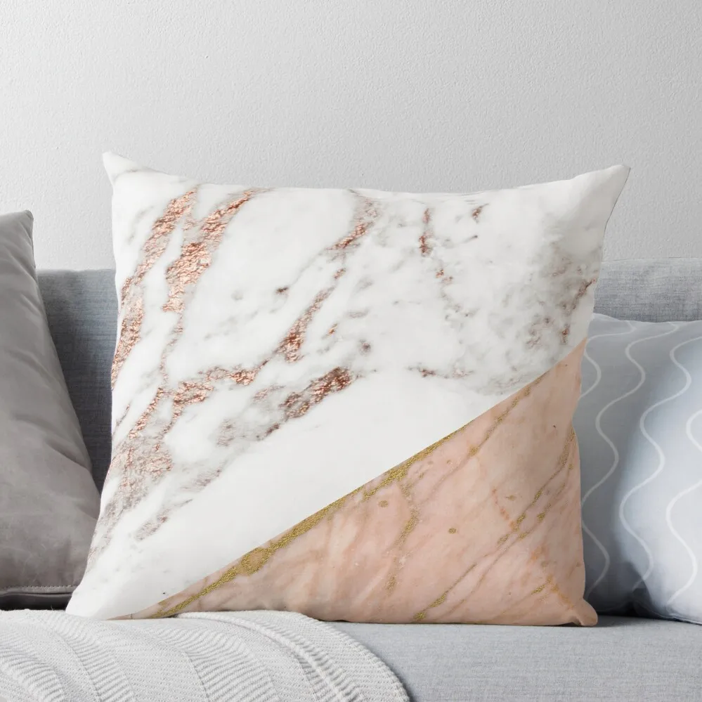 

Rose gold marble blended Throw Pillow Sofa Cushion christmas pillowcases