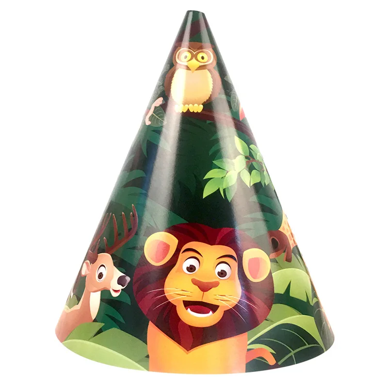 12pcs/lot New Lovely cartoon jungle Lion Theme Party Paper Caps