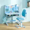 2Pcs/Set Height Adjustable Children School Study Table Chair Set Kids Study Desk Chair Set with Sitting Corrector and Book Stand 5