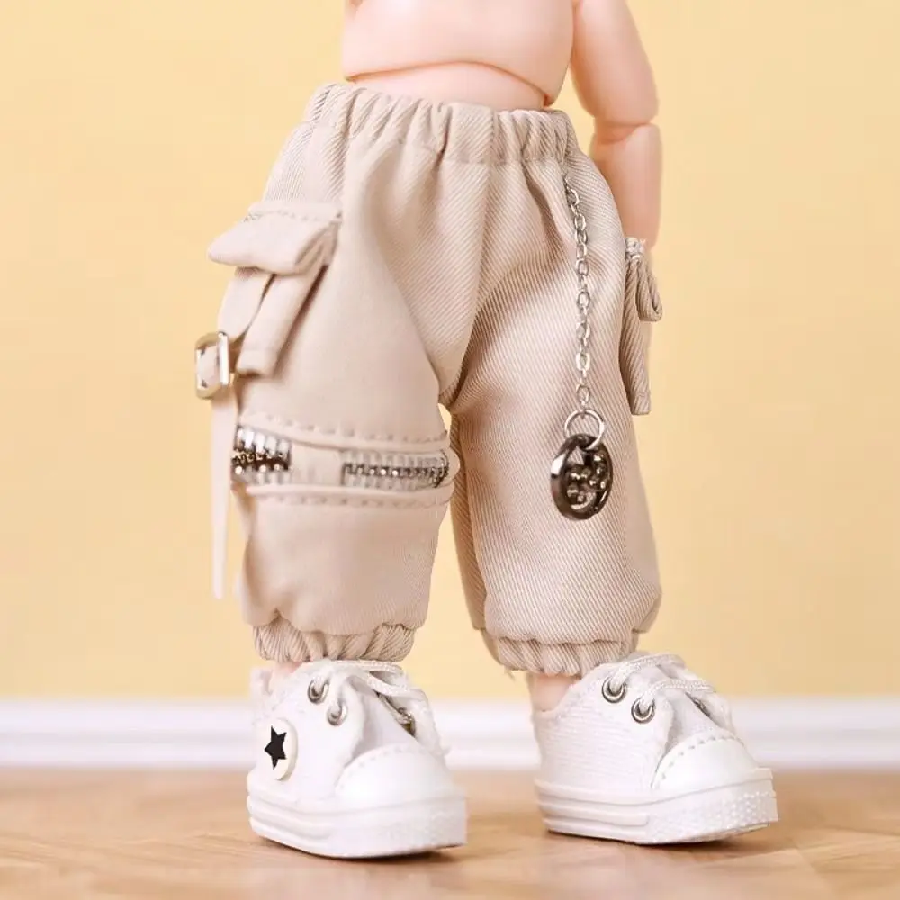 With Pockets OB11 Trousers Chain Overalls Daily Casual Doll Cargo Pants Elastic Waist Handmade Obitsu 11 Clothes