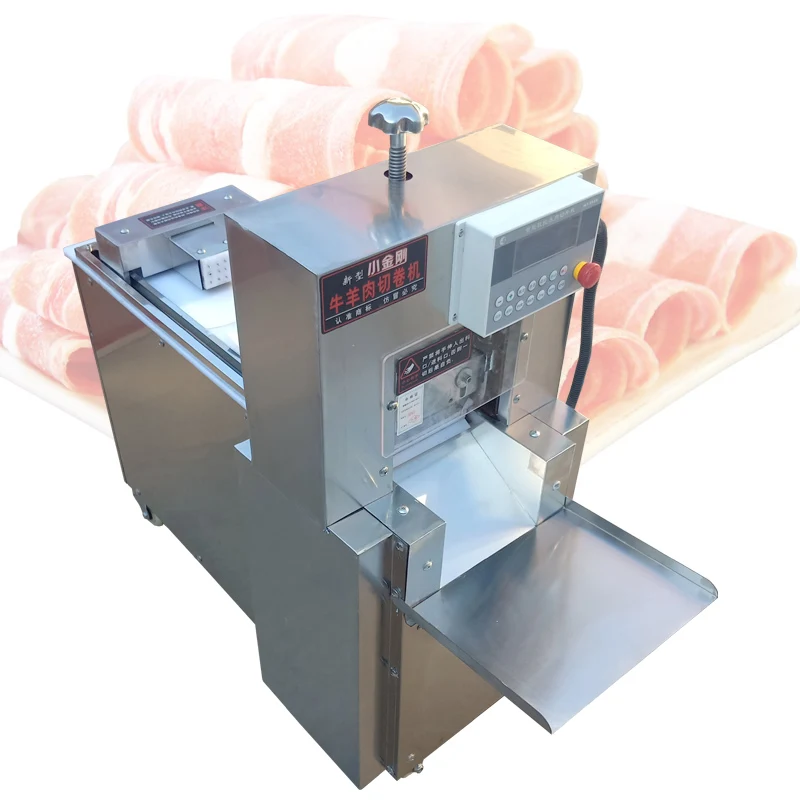 

Frozen Beef Roll Slices Cutting Machine Chilled Mutton Slices Chopping Machine Freezing Meat Roll Pieces Cutter Meat Slicer
