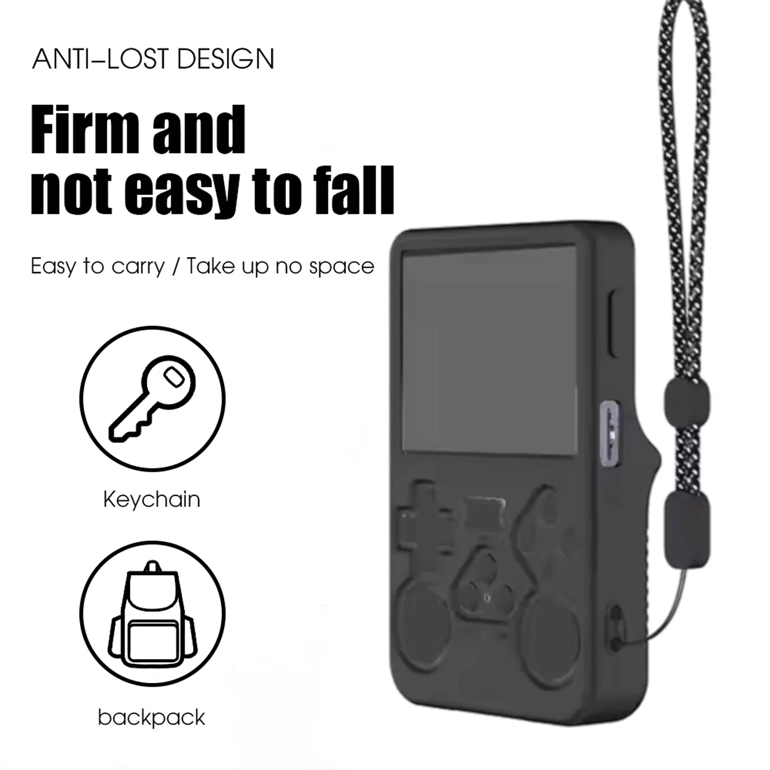 Silicone Protective Case with Lanyard & Tempered Glass For R36S Game Console Shockproof Cover & HD Screen Protector For R36S