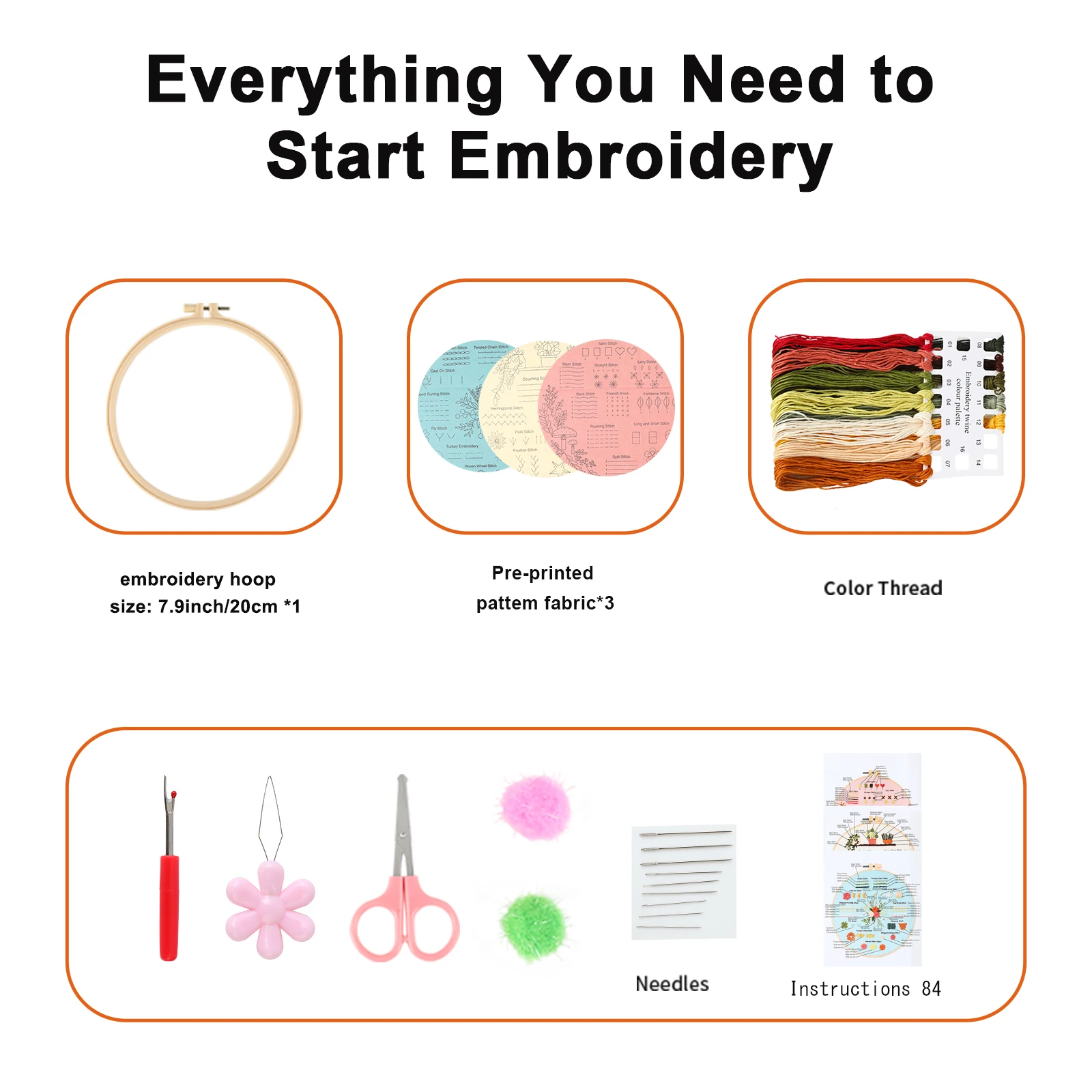 3 Pack Embroidery Kit for Beginner, Cross Stitch Kit for Craft Lover Learn Hand Stitch,Easy to Follow Instruction and Video