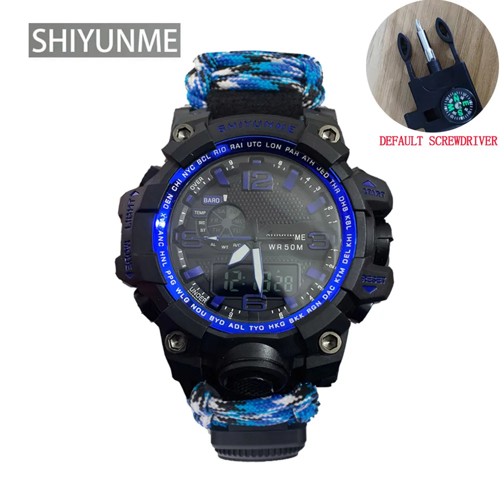 SHIYUNME Men Military Sports Digital Watches Compass Outdoor Survival Multi-function Waterproof Men's Watch Relogio Masculino 