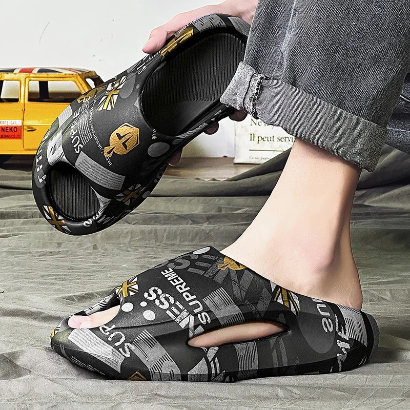 Slip-Hausschuhe für Herren, rutschfest, bequem, weiche Schaumstoff-Slipper mit dicker Sohle, Slipper für drinnen und draußen_voghion.com