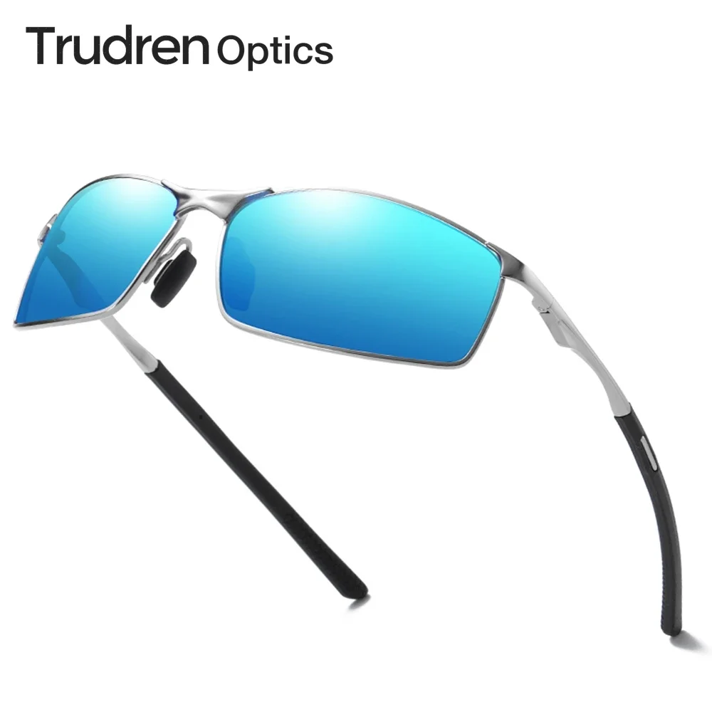 

Trudren Mens Rectangular Polarized Sunglasses for Driver Sporty Metal Sun Glasses with Straight Spring Temples Sunglass 1551