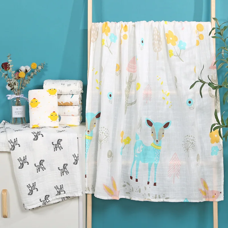 Children's Gauze Bath Towel Cartoon Blanket Baby Blanket Printed Newborn Pure Cotton Children's Quilt