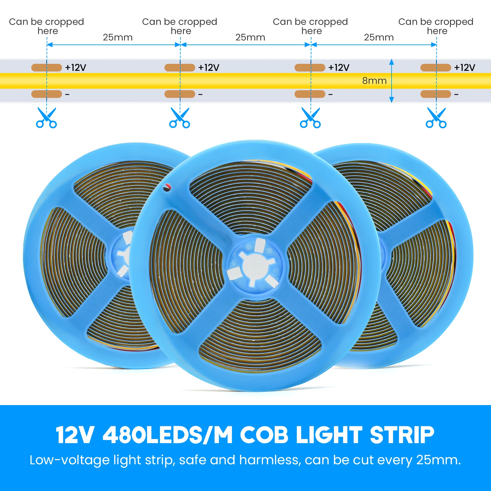 DC 12V 24V COB Strip 480 384 320 528Leds/M High Density Sf0438f023a354e3387ec01ba38b6ef9bI