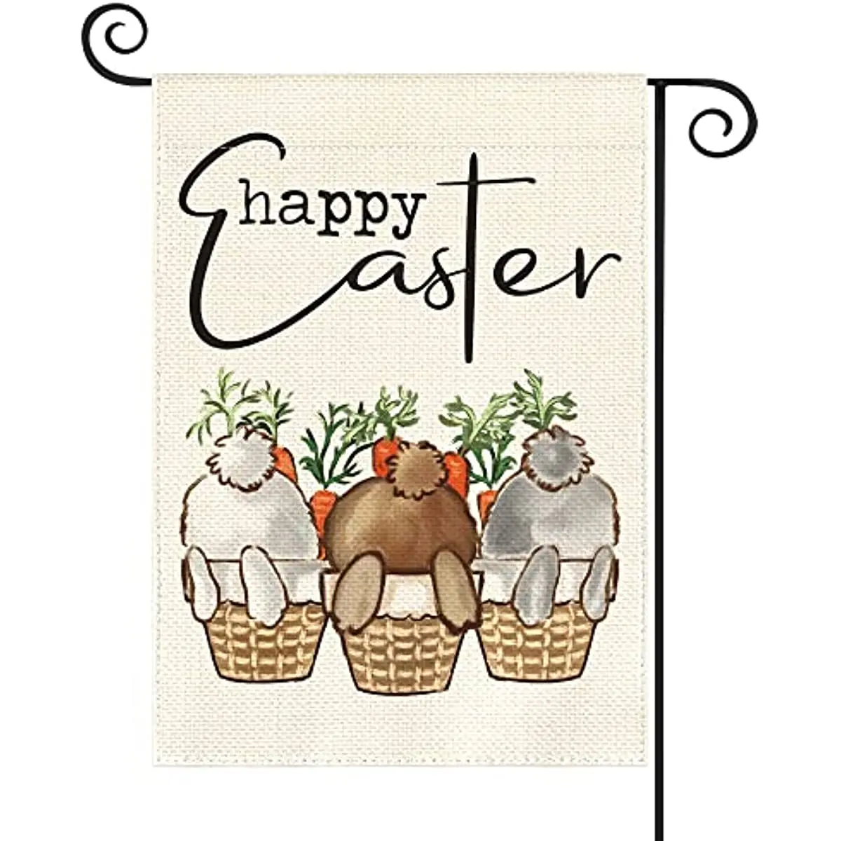 

Happy Easter Rabbit Tail Garden Flag 12x18 Inch Double Sided Outside Bunny Burlap Small Yard Outdoor Flag Custom Flag