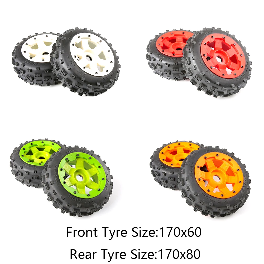 

Upgrade Knobby Front or Rear Wheel Tires Assembly Kit for 1/5 Scale HPI ROFUN BAHA ROVAN KM BAJA 5B Buggy 2.0