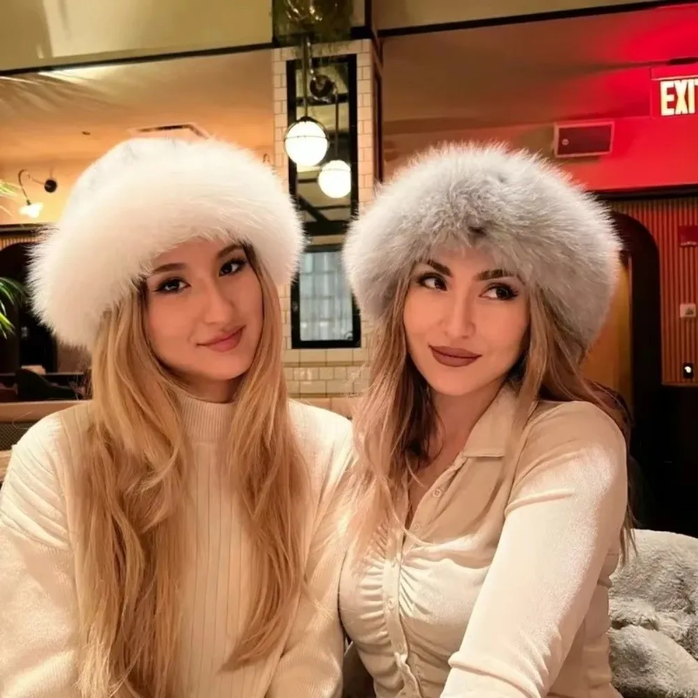 Neue Flauschige Pelz Winter Hut Einfarbig Eimer Hut Kalt Winddicht Verdicken Berets Weihnachten Geschenke – Detail 9