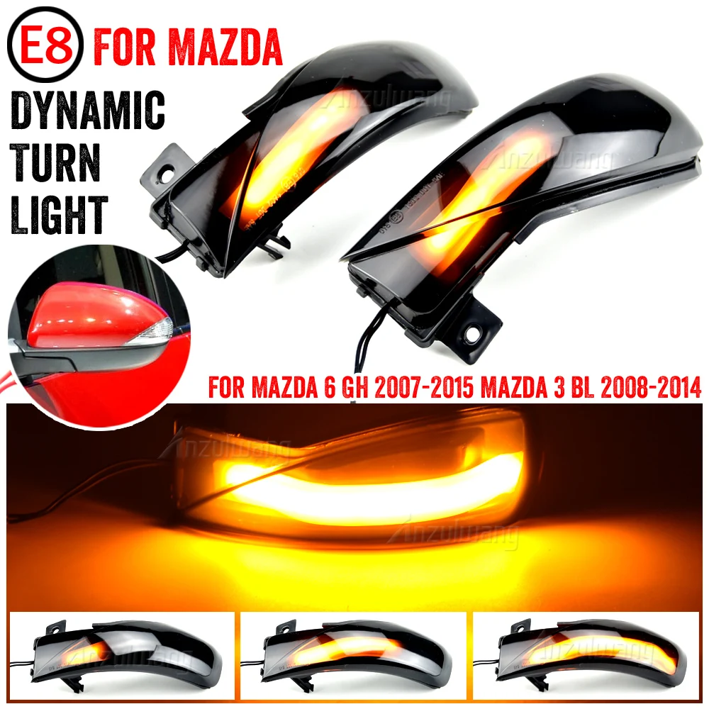 

2X For Mazda 6 GH 2007-2015 3 BL 2008-2014 Smoke Car Dynamic Sequential LED Side Marker Turn Signal Light