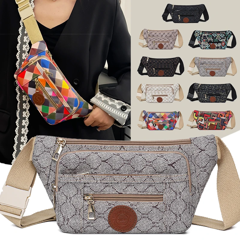 Fashionable waist bag, zipper closure, suitable for outdoor activities, crossbody sports bag, casual shoulder bag, multi-layer c