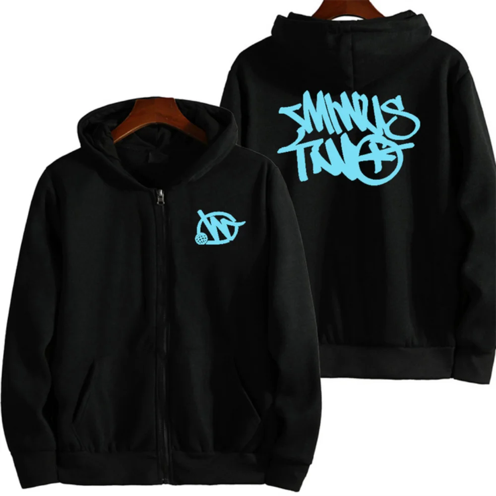 

Minus Two Y2K Hoodie Letter Graphic Print Harajuku Hip Hop Oversized Black Hoodie Sweatshirt Men Women Zip Up Hoodie Streetwear