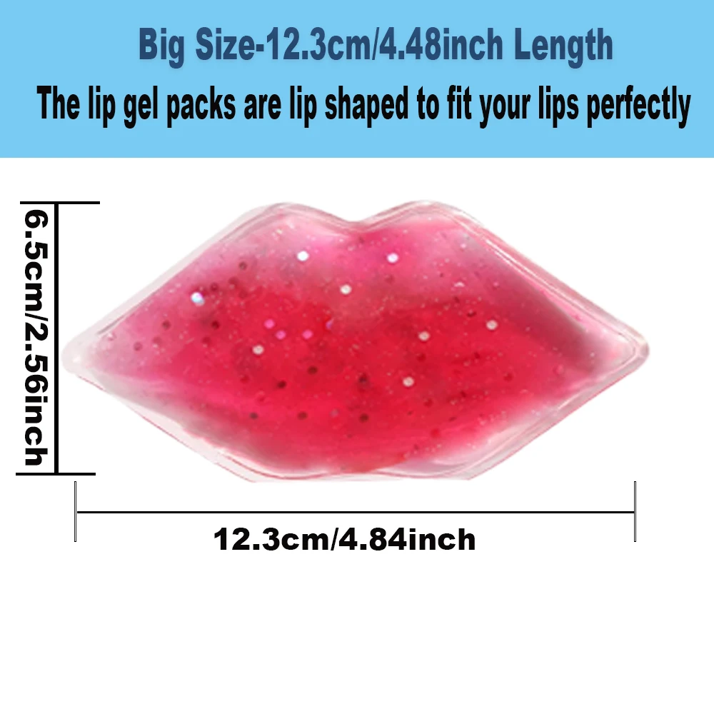 1-6PCS Lip Gel Ice Packs Flexible Reusable Cooling Pad Cold Compress for Cosmetic Injuries Pain Relief Cold Use for Lip Surgery