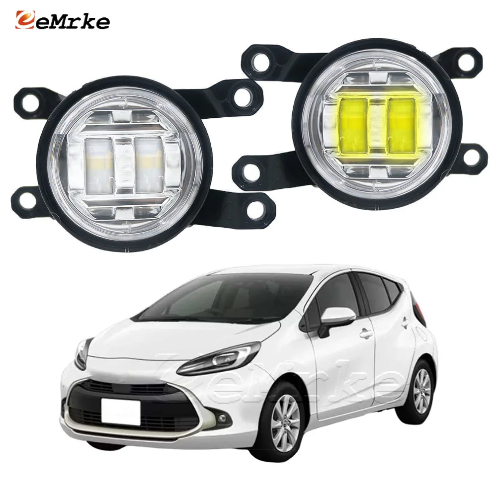 

2X 30W Led Car Fog Lights Assembly for Toyota Aqua XP210 2021 2022 2023 Anti Fog Lamp with Lens DRL Daytime Running Light