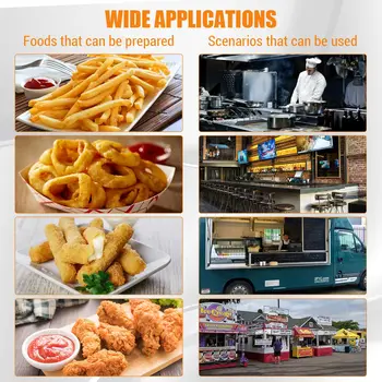 6L / 8L Commercial Deep Fryer，Stainless Steel Countertop Electric Deep Fryer with Basket, Easy to Clean 3