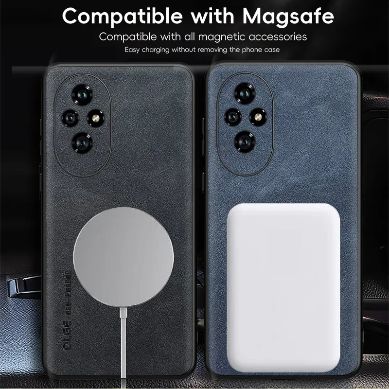Magnetic Retro Leather Soft Case with Wireless Charging Capability