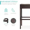 Wicker Dining Table Set of 5, W/Built-in Bottle Opener, Hidden Storage Shelf, Metal Tabletop, 4 Stools, Outside Dining Table Set 3