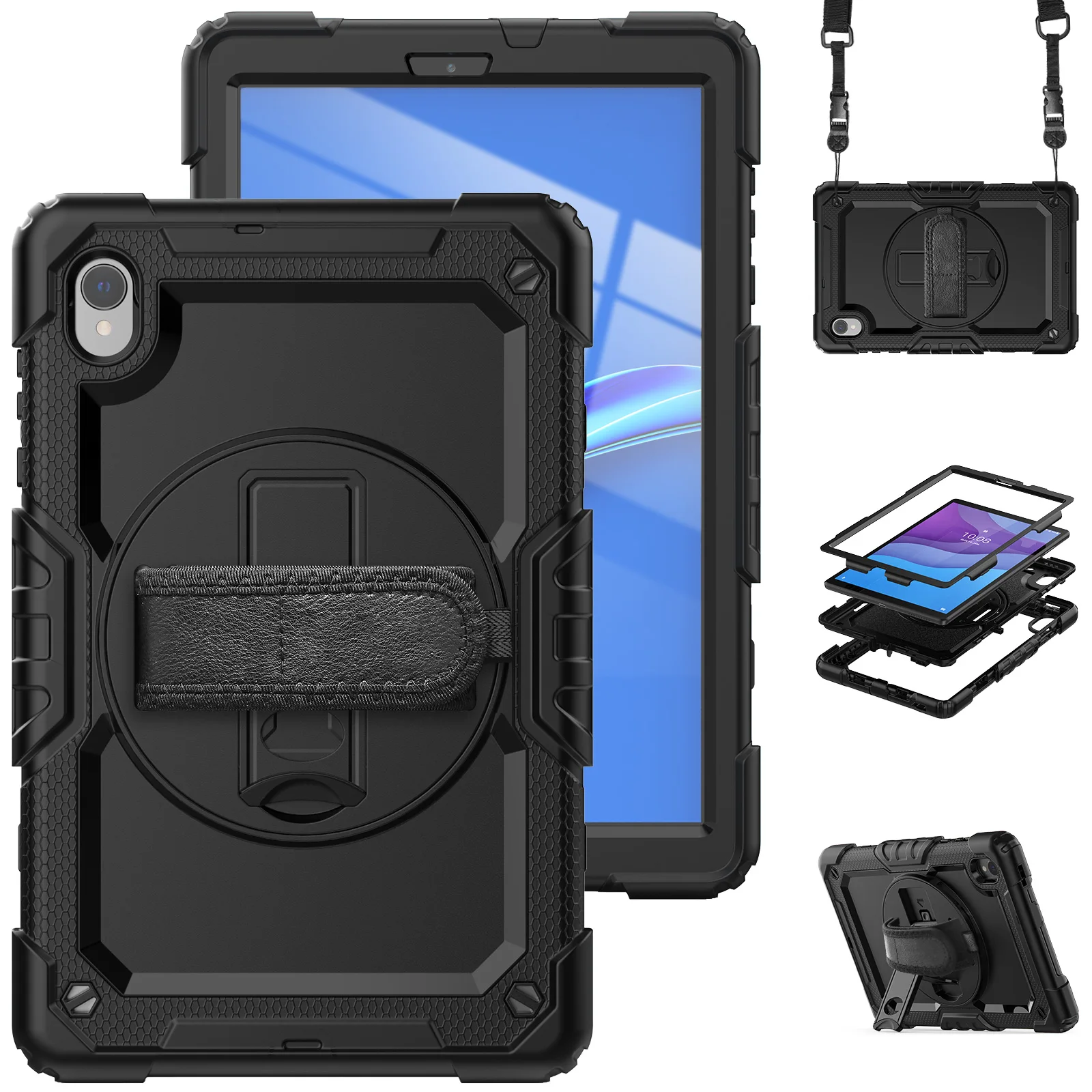 Armadura à Prova de Choque para Lenovo Capa Kickstand com Tela Pet e Alça de Ombro M10 3rd Gen Tb328fu 2nd Gen 101 Tb-x306 2023 Case