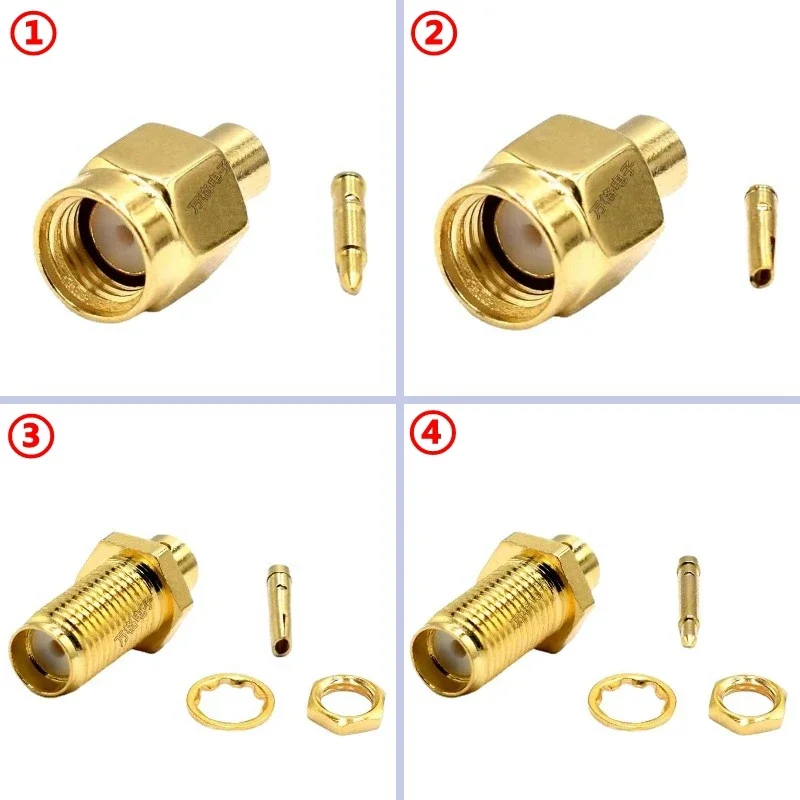 

100PCS RG402 RG-402 SMA Male Female RF Connector SMA Male Plug Female Jack Solder for Semi Rigid.141" RG402 Fast Delivery Brass