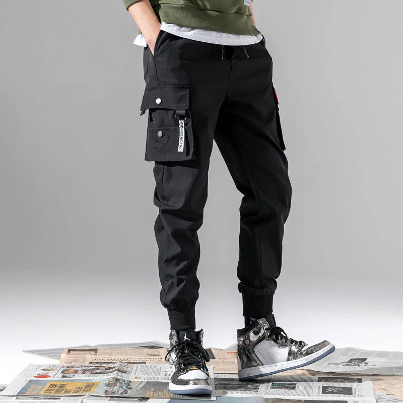 

2024 Классическая уличная одежда, повседневные мужские брюки для бега, мужские облегающие весенние брюки, брюки с несколькими карманами