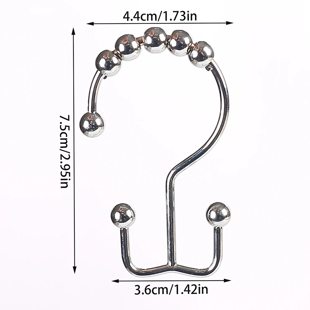 Shower Curtain Hooks Double Sided Bathroom Curtain Metal Hooks Rings for Bathroom Shower Rod Curtains