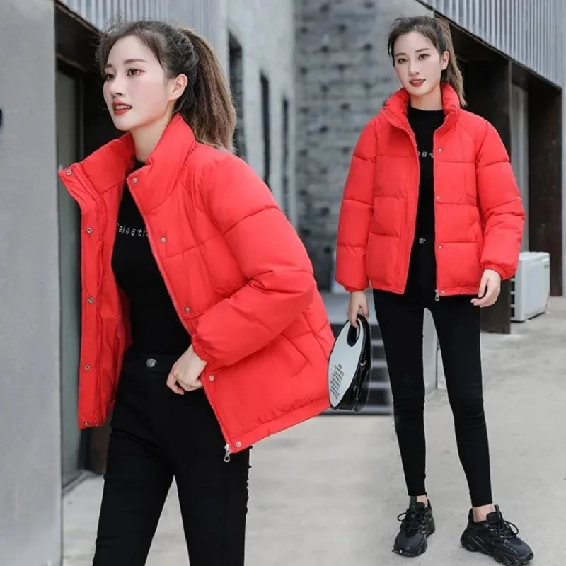 

Cotton jacket women's short style new thickened down cotton jacket stand collar slimming cotton jacket jacket