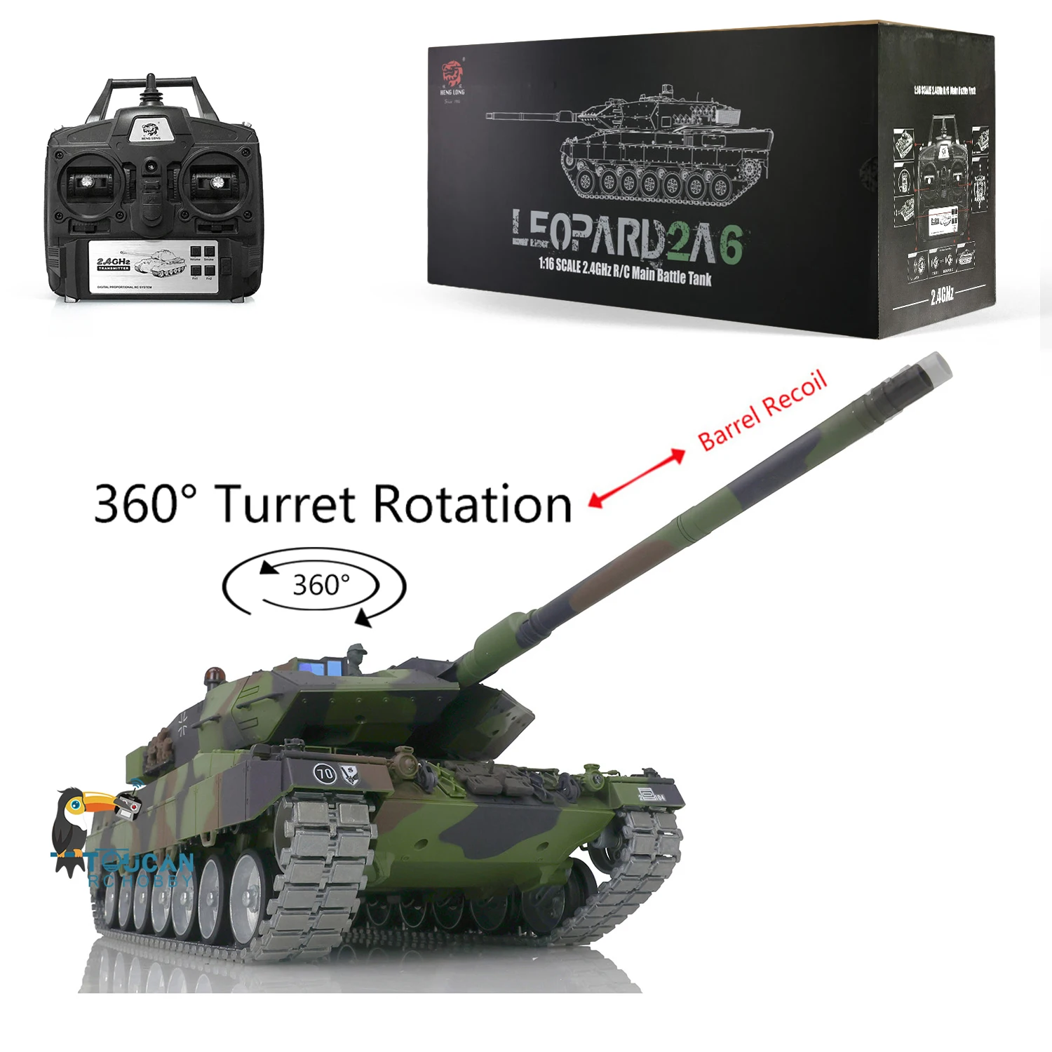 Heng Long 1/16 RC Tank 7.0 Customized Leopard2A6 Radio Control Tank 3889 Metal Tracks FPV Recoil Vehicle Toys TH17595 3