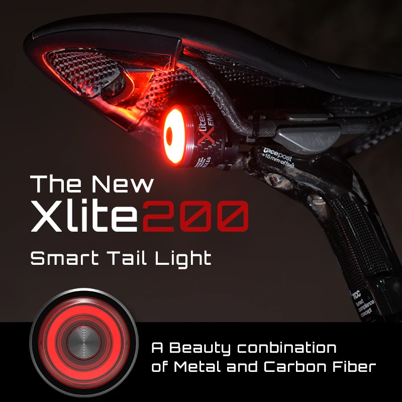 

Enfitnix Xlite200 Bicycle Smart Auto Brake Sensing Taillight IPx6 Waterproof LED Charging Cycling Taillight Bike Rear Light