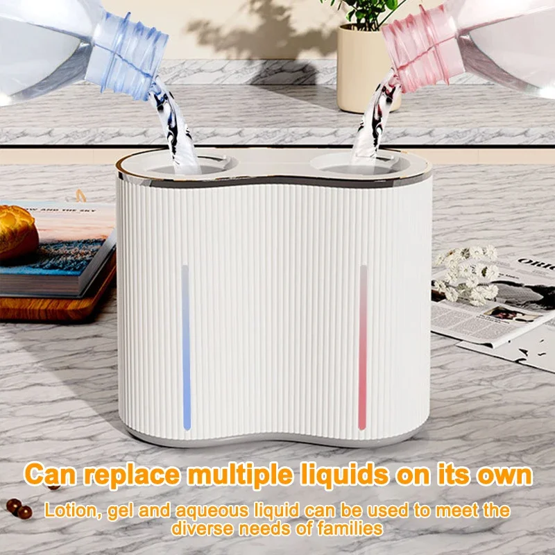 350ml 2 Outlet Automatic Foaming + Liquid Soap Dispenser Infrared Sensor USB Rechargeable Sanitizer Dispenser Wall Mounted IPX5