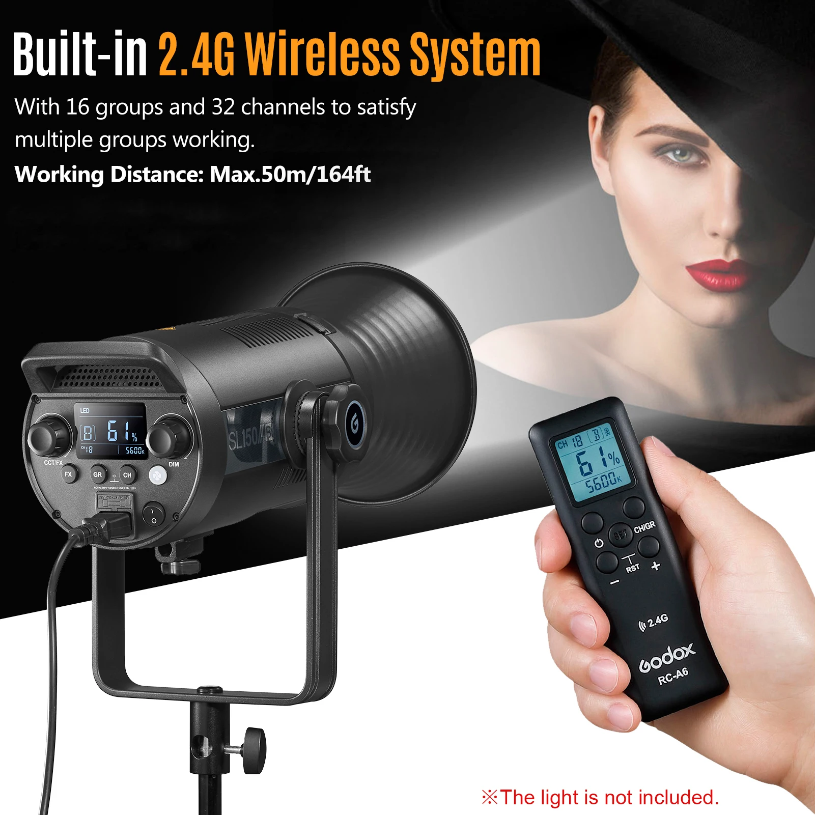 Godox RC-A6 Remote Control 2.4GHz Wireless for Godox SL150II SL200II SL150IIBi SL200IIBi SZ200BI FV150 FV200 UL60 ML60 LF308D camera remote shutter button camera remote shutter release