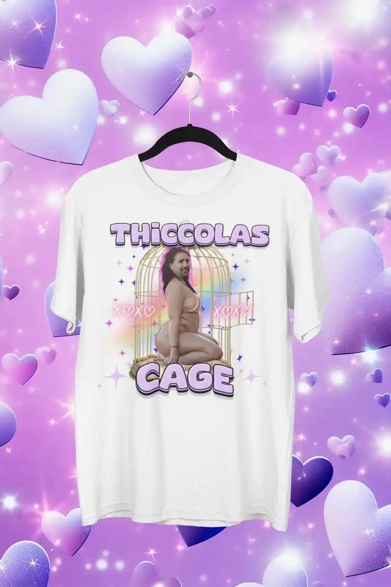 Thiccolas Cage Funny Meme Shirt Gag Tshirt Unhinged Gift Inappropriate Cursed Celebs Celebrities Offensive Raunchy Stupid Meme 4
