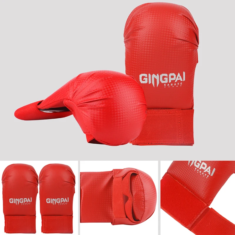 

Перчатки GINGPAI для кикбоксинга, тренировочный мешок с песком, утолщенные митенки TKD, защита рук, красный, синий, для детей, Equipmenmt