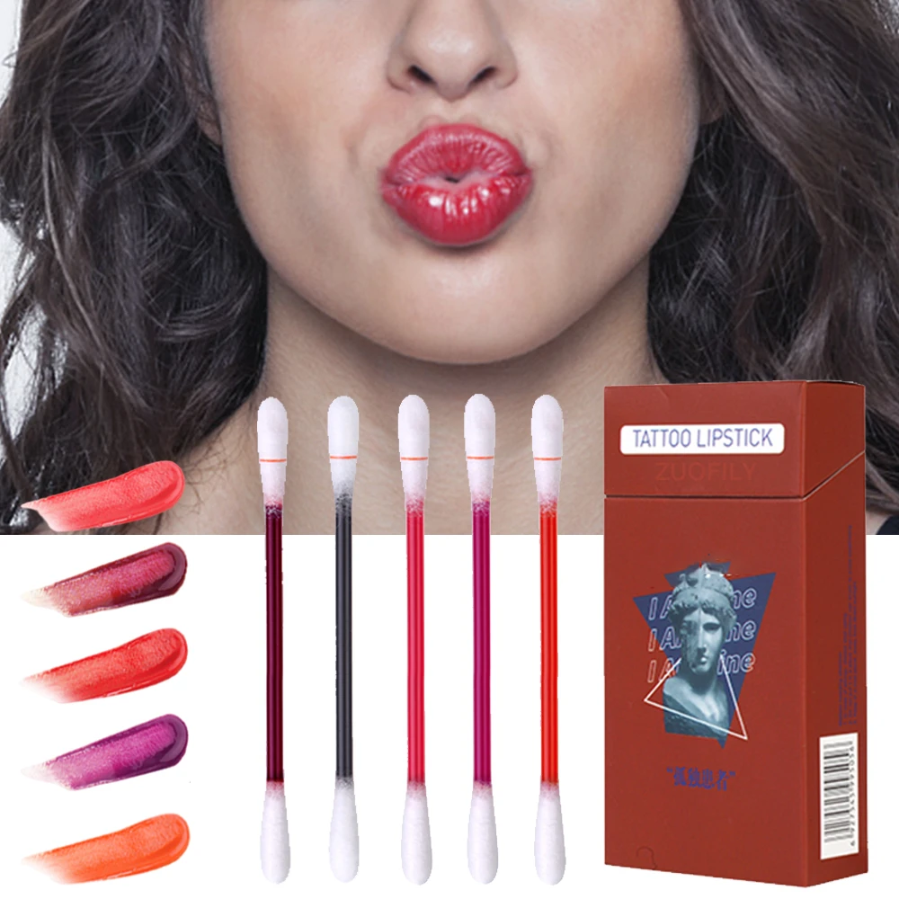 20 Pieces/set Lipstick Cigarette Cotton Swab Lipstick Portable Waterproof Liquid Nonstick Cup