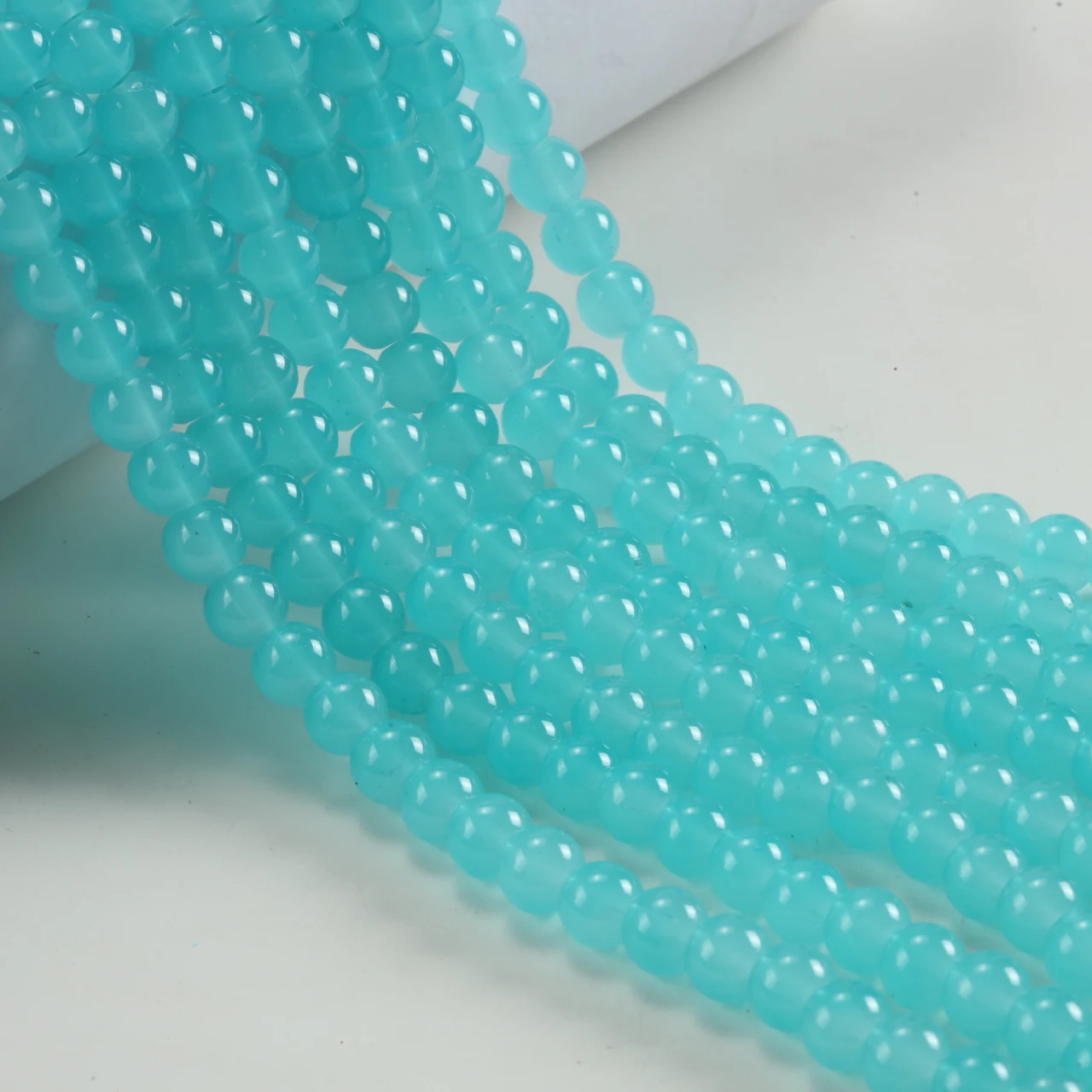 Sky Blue Round Glass Beads for Jewelry Making - 8mm Loose Beads for DIY Creations